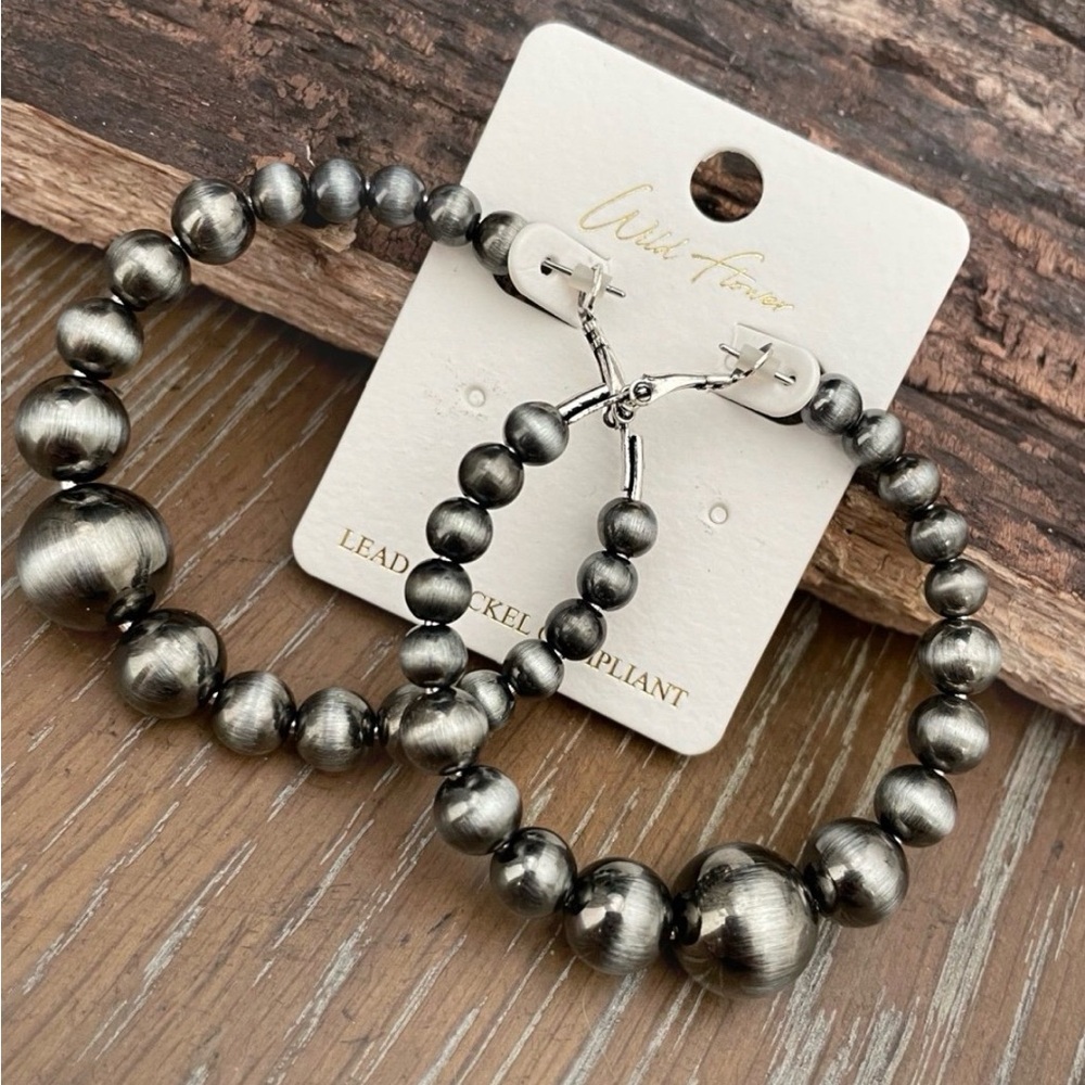 Western Navajo Pearl Hoop Earrings